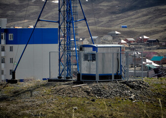 Communication base station. 5G tower. Communication antenna. Ust-Kamenogorsk (kazakhstan)