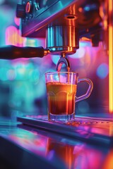Neon coffee maker brewing espresso - 788335441