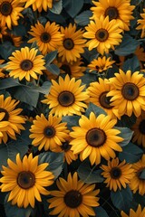 sunflower field basking in the bright sunlight of summer, ai generated