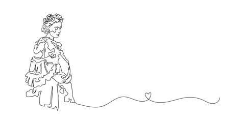 Continuous Line Art of Motherhood, Love pregnant, Happy Mother day card, one line drawing, parent and child silhouette hand drawn. Vector illustration
