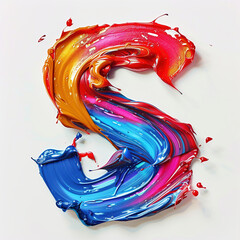 Letter S uppercase. Colorful paint splash on white background
