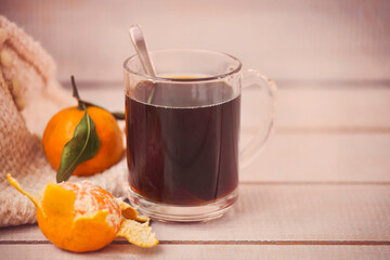 Black coffee and tangerines