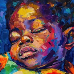 Painting of a Child With Closed Eyes