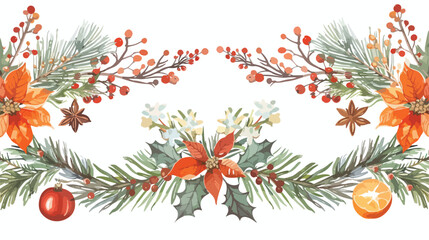 Wreath made of bunches of rowan berries branches of c - obrazy, fototapety, plakaty