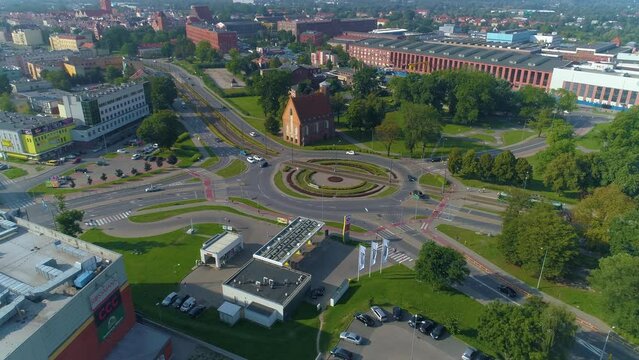 Large Roundabout Zamech Elblag Rondo Aerial View Poland