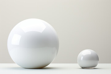 3d rendering of a white sphere on a white surface with a gray background