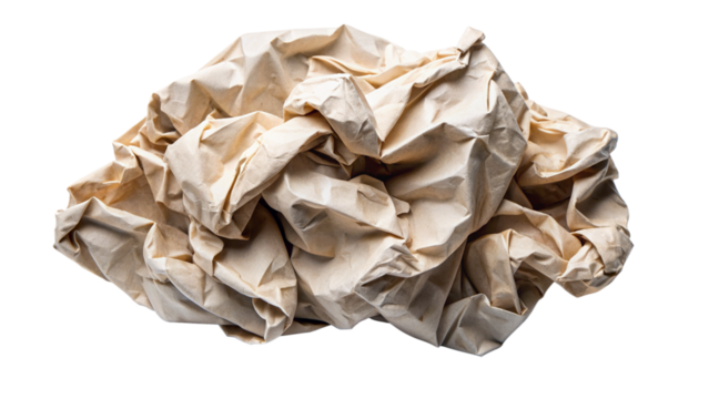 Crumpled paper ball cut out isolated in white background
