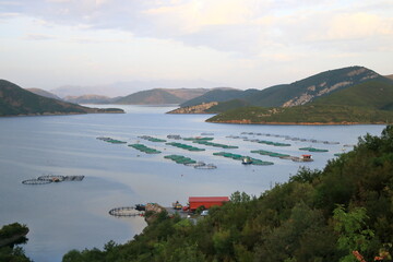 Beautiful landscape of Koman lake in Albania near Shkoder