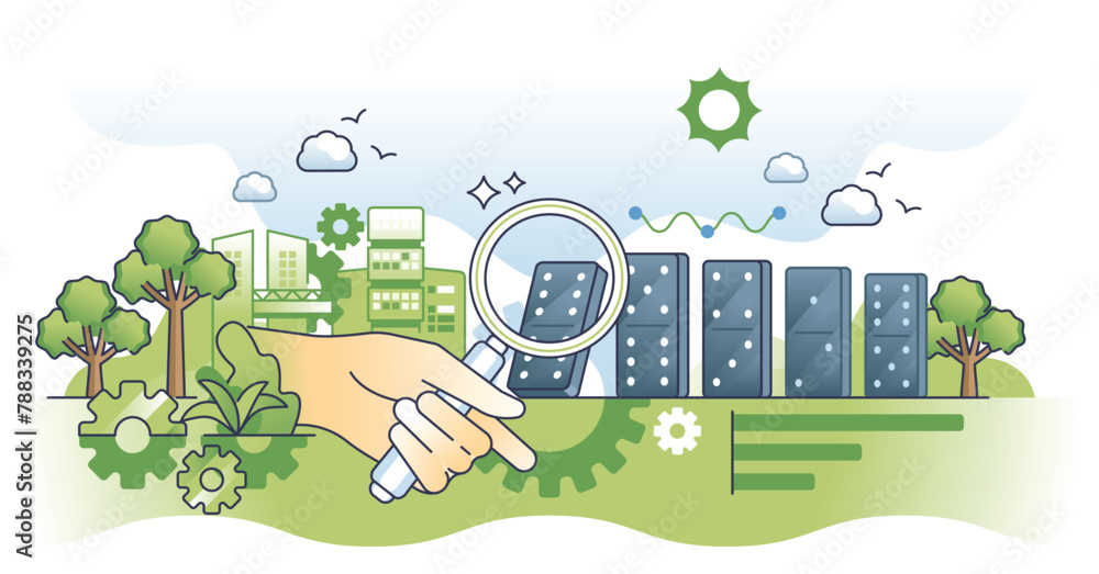 Poster impact analysis with business risk factors evaluation outline hands concept. process management and 