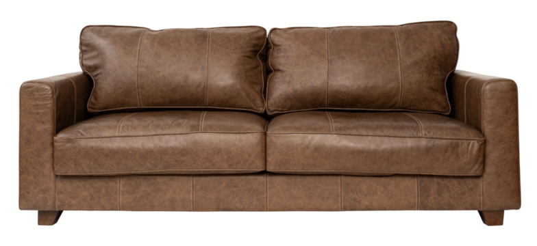 Modern leather sofa png mockup living room furniture