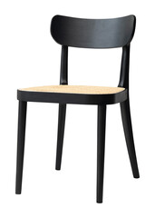 Black dining chair png mockup with rattan seat