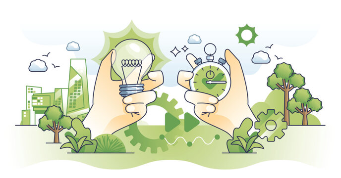 Productivity hacks as fast and effective work management outline concept. Work smarter with productivity tips and tricks vector illustration. Efficiency boost with time and performance optimization.