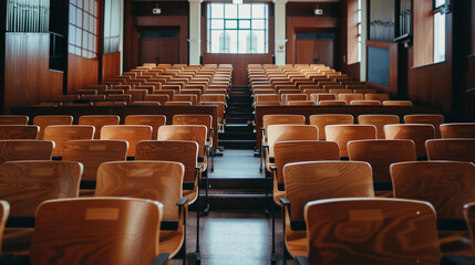 Empty Modern Classroom. Back to school concept in the modern university. modern Classroom Interior.