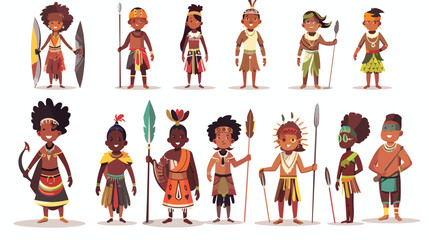 African tribe people native village ethnicity illustr - obrazy, fototapety, plakaty