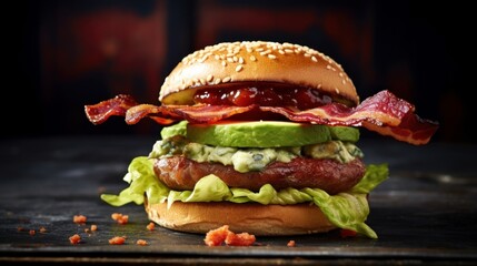 Avocado and bacon burger AI generated