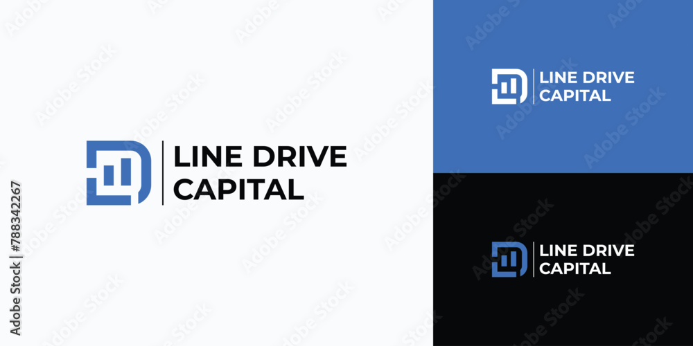 Poster vector logo design for the initials letter l d in the form of an investment statistics graphic in a 