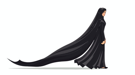 Arabian woman in black islamic dress. Traditional mus - obrazy, fototapety, plakaty