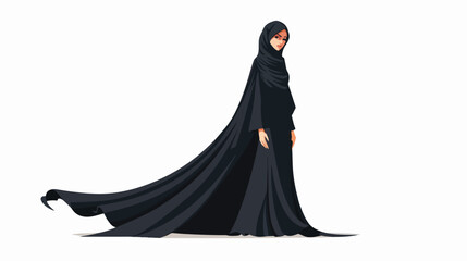 Arabian woman in black islamic dress. Traditional mus - obrazy, fototapety, plakaty