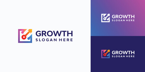 Technology connection growth arrow vector logo design with modern, simple, clean and abstract style.