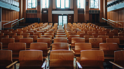 Empty Modern Classroom. Back to school concept in the modern university. modern Classroom Interior.