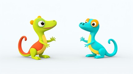 Obraz premium Geckos Small, nocturnal lizards that are relatively easy to care, cartoon, flat design