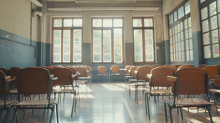 Fototapeta na wymiar Empty Modern Classroom. Back to school concept in the modern university. modern Classroom Interior.