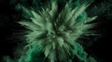 grau gr&uuml;ne Farbexplosion vor dunklem Hintergrund