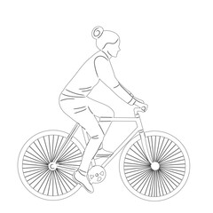 Obraz premium woman on a bicycle sketch on a white background vector