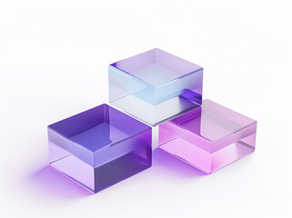 AI Generative. 3D Rendering of transparent block indicating trend and graph. Stack of color gradient blocks for business presentation