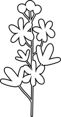 Flowers branch drawing summer design.
