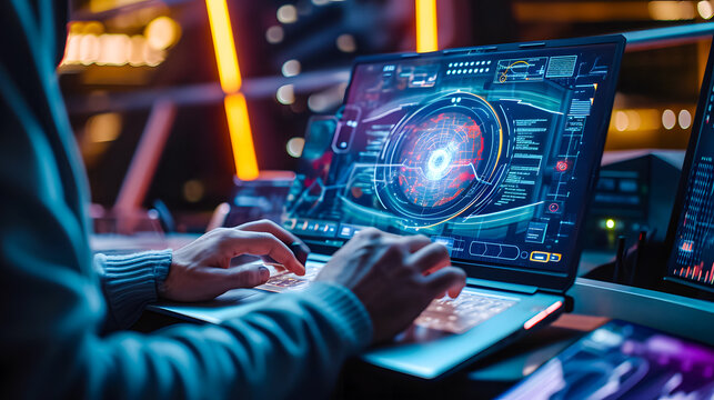 Photo of guy hands arms working front back end programming indoors workstation workshop home