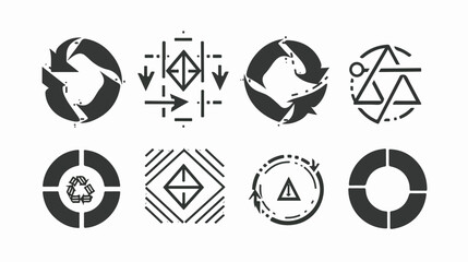 Circle and triangle arrows thin line icons set vector