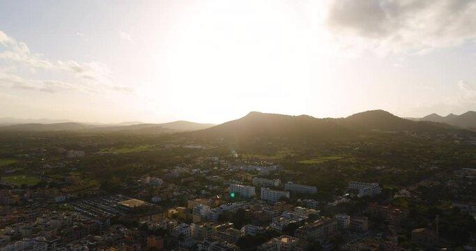 drone aerial from the city of calla millor at Mallorca