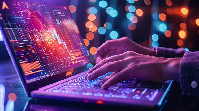 Photo of guy hands arms working front back end programming indoors workstation workshop home