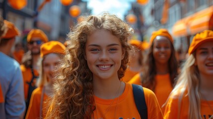 Happy Kings Day in Netherlands, Group of People in Orange clothes