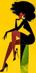 Beautiful black woman illustration in a vibrant style