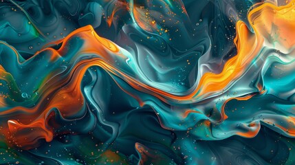 Vivid swirls of orange and teal creating an abstract masterpiece of motion and energy - obrazy, fototapety, plakaty