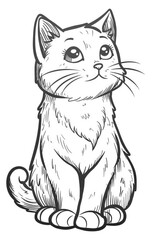 Obraz premium A black and white drawing of a cat