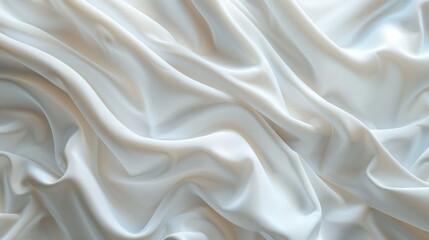 Smooth and luxurious white satin fabric, gently undulating with an elegant, timeless grace - obrazy, fototapety, plakaty