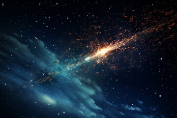 Stars of a planet and galaxy in a free space. 3D rendering - obrazy, fototapety, plakaty