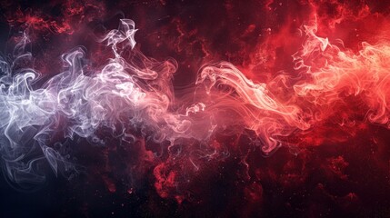 Celestial dance of red nebulae amidst cosmic smoke, invoking the mysteries of the universe