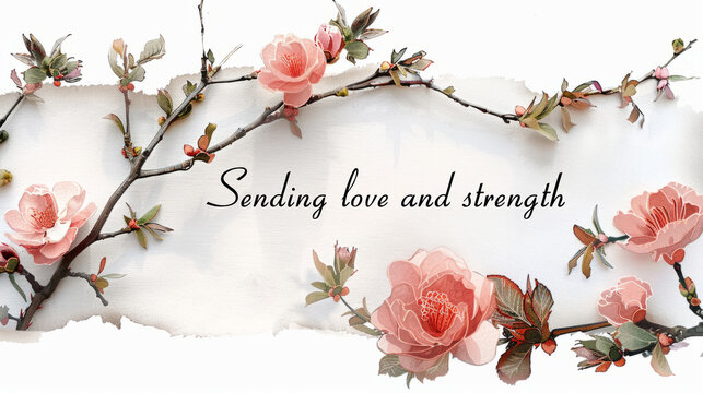 Floral Embrace: Sending Love and Strength with Watercolor Cherry Blossoms