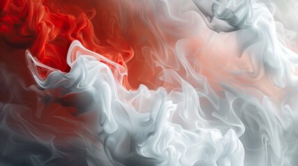 Flowing abstract form where red passion meets tranquil grays, creating an artful blend of color