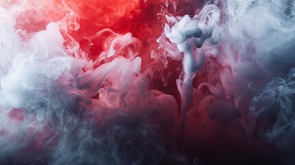 Whimsical wisps of smoke in a graceful dance of red and white, embodying the fluidity of air - obrazy, fototapety, plakaty