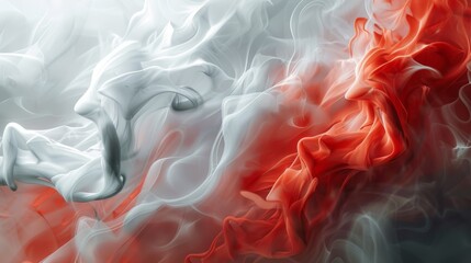 Flowing abstract form where red passion meets tranquil grays, creating an artful blend of color - obrazy, fototapety, plakaty