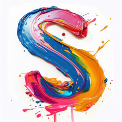 Letter S uppercase. Colorful paint splash on white background
