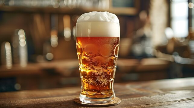 Chilled Pint of Draft Beer with Frothy Head, Brewery Ambiance. Concept Beer Styles, Craft Breweries, Brewery Tours, Beer Tasting, Pub Culture