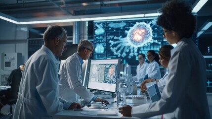 Medical Research Team Analyzing AI Imaging Data