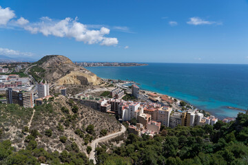 Mirador de la Sangueta - seen from Castle of Santa Barbara in Alicante, Spain, mediterranean sea....