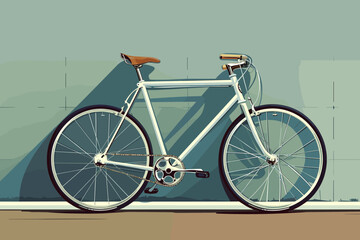 Classic road bicycle against a geometric background